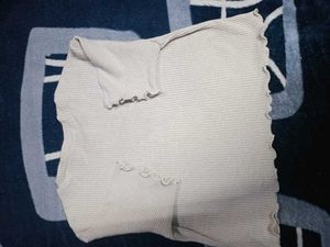 Ribbed Ruffle Trim Top