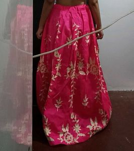 Pink Embroidered Maxi Skirt