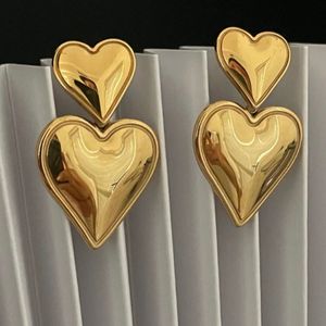 Gold Heart Drop Earrings Anti-tarnish