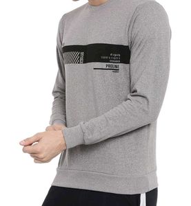 Proline Active Men Grey Melange Printed Sweatshi