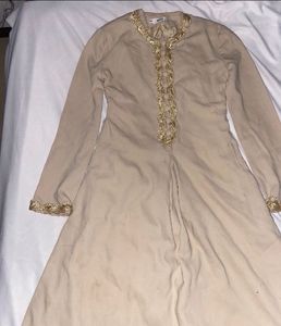 Beige Gotta Work Full Sleeve Anarkali Kurta