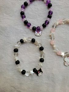 kuromi and hello kitty matching beaded bracelet