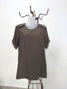 Brown Short Sleeve Blouse