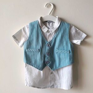 Baby Boy&#39;s Blue Vest Outfit