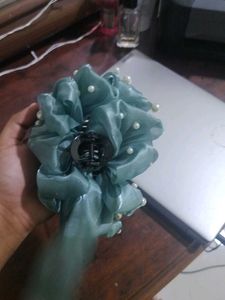 Teal Floral Hair Clip