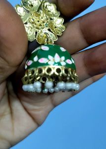 Green Colour 2 Jhumka Set
