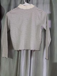Striped Mock Neck Long Sleeve