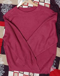 Burgundy Ribbed Knit Sweater