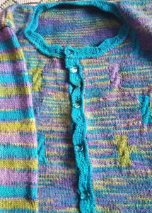 Hand Knitted Multi-Color PlusSize Women&#39;s Cardigan