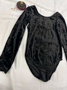 Black Velvet Long Sleeve Leotard
