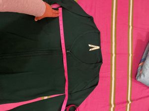 Green Zip-Up Cardigan