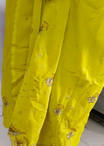 Yellow Saree with Silver Embroidery