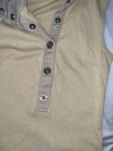 Ingni Beige Button-Up Sleeveless Top