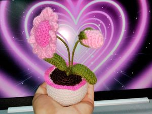 Crochet Pink Potted Flower
