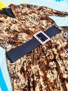 Brown Print Dress