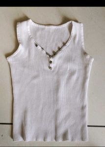 White Ribbed Tank Top