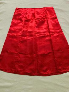 Styched Red Satin Skirt