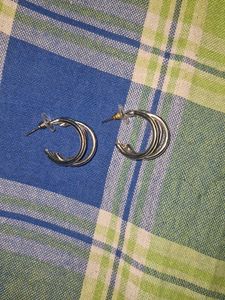 Silver Triple Hoop Earrings