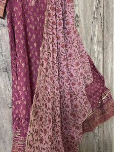 Pink Floral Kurti + Duppata (party Wear)