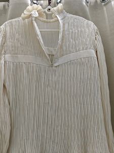 High-neck Pleated Top