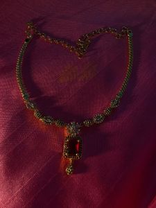 Elegant Gold-Tone &amp; Ruby Necklace