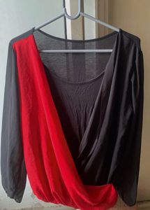 Chic Red & Black Top