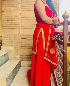 Designer Beautiful Red  Sleeveless Suit