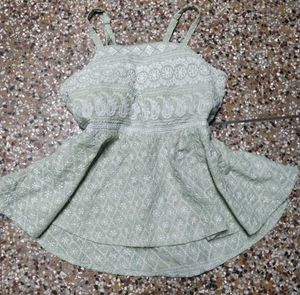 Mint Green Paisley Embroidered Peplum Tank