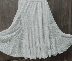 Flared Midi White skirt Korean/Vintage