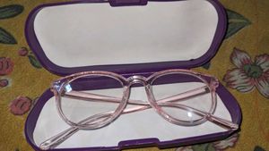 Pink Round Glasses with Case