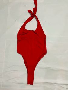 Red Halter Neck Bodysuit