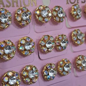 White Stone Ethnic Ear Studs
