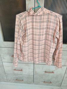 Peach Checkered Casual Shirt