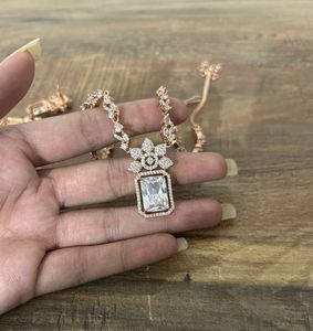 Rose Gold Necklace and Earring Set