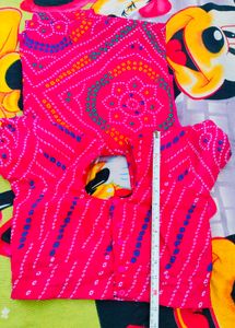 Pink Bandhani Saree With Blouse