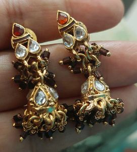 Bridal Jewellery Set with Garnets, Kundan stones