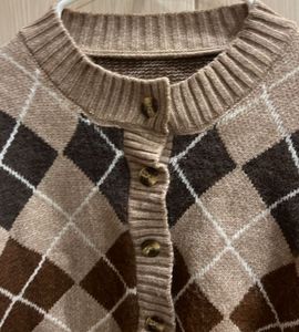 Korean Argyle Knit Cardigan