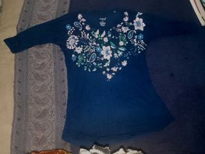 Navy Floral Print Top