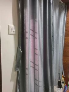 Gray Curtain With Velcro Belt