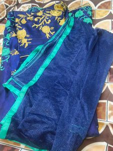Elegant Blue Embroidered Dress