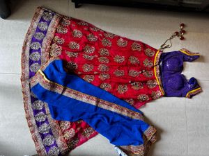Red & Blue Lehenga Choli Set