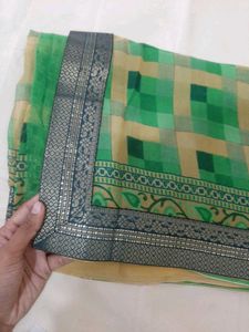81)new Lace Green Checks Saree
