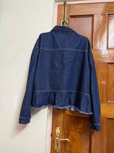 Denim Jacket with Ruffle Hem