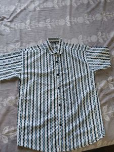 Striped Short Blue Sleeve Shirt