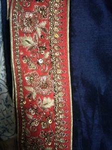 Navy Blue SareeWith Red Blouse