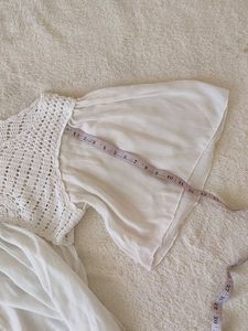 White Crochet Detail Top