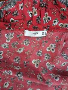 MNG Red Floral Wrap Top