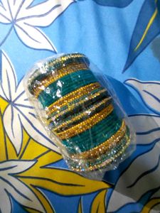 Teal &amp; Gold Bangle Set