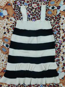 Cute Striped Knit Dress With Jacket