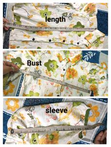 Pretty Flowers Print Shirt Style Cream Colour Top